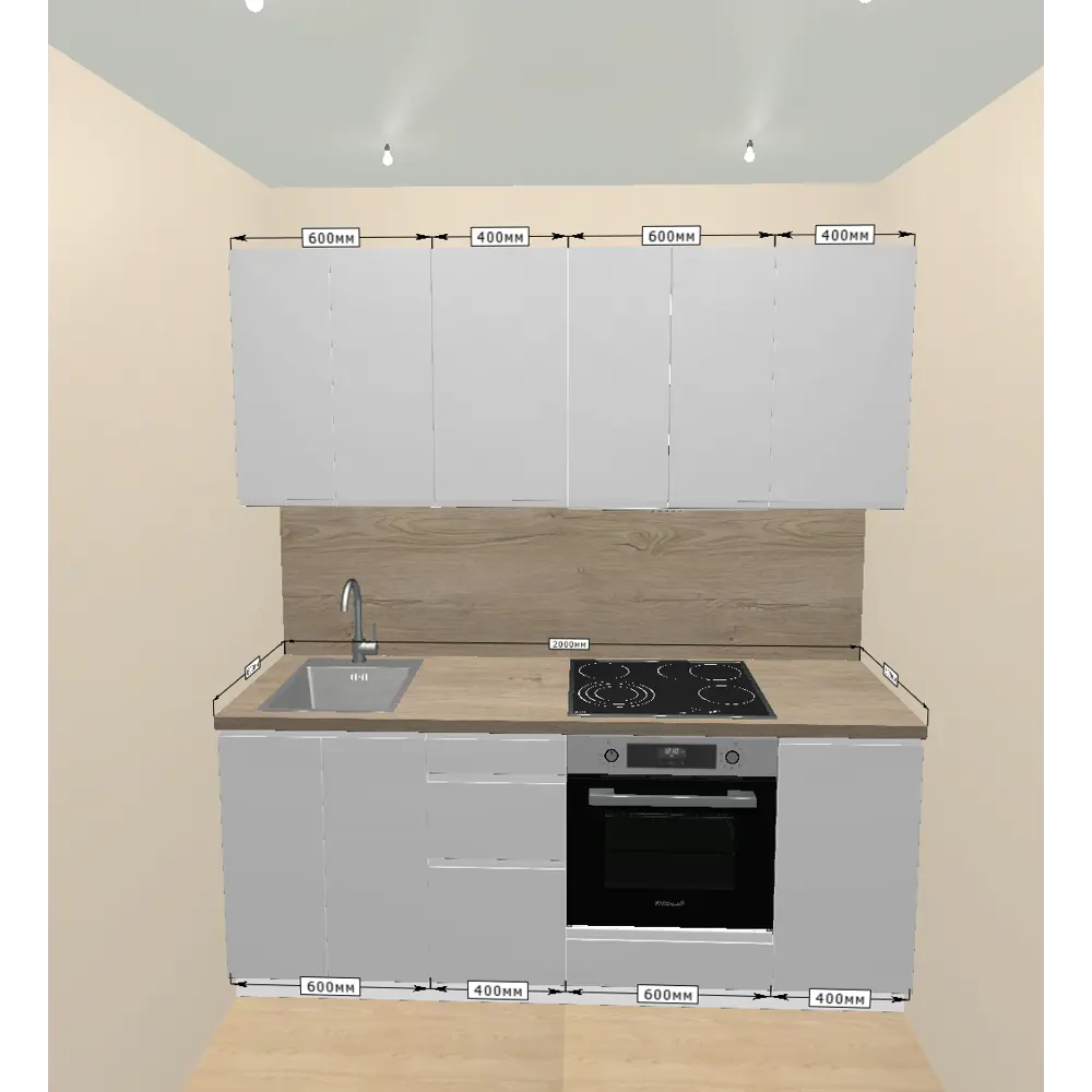 Кухонный гарнитур 200x60 см Токио цвет белый KONSENSA STLM-2078056 - Вид №1