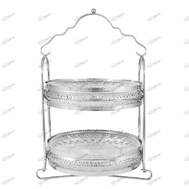 Блюдо стальное сервировочное двухъярусное серебряное "Британи" REGENT БРИТАНИ 00-3946379 Серебро 