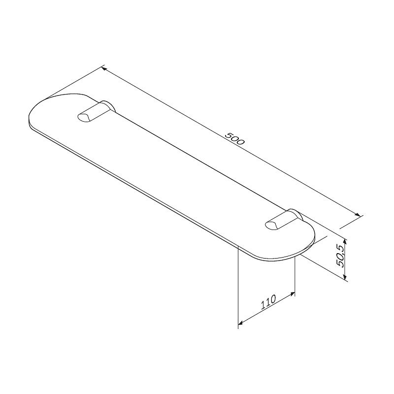 A8434700 Стеклянная полка 50 см AM.PM X-Joy  - Вид №3