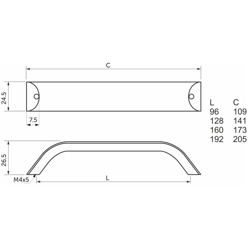 Мебельная ручка-скоба WPY 337 L-160 160 мм белый AKS STLM-2206715 - Вид №5