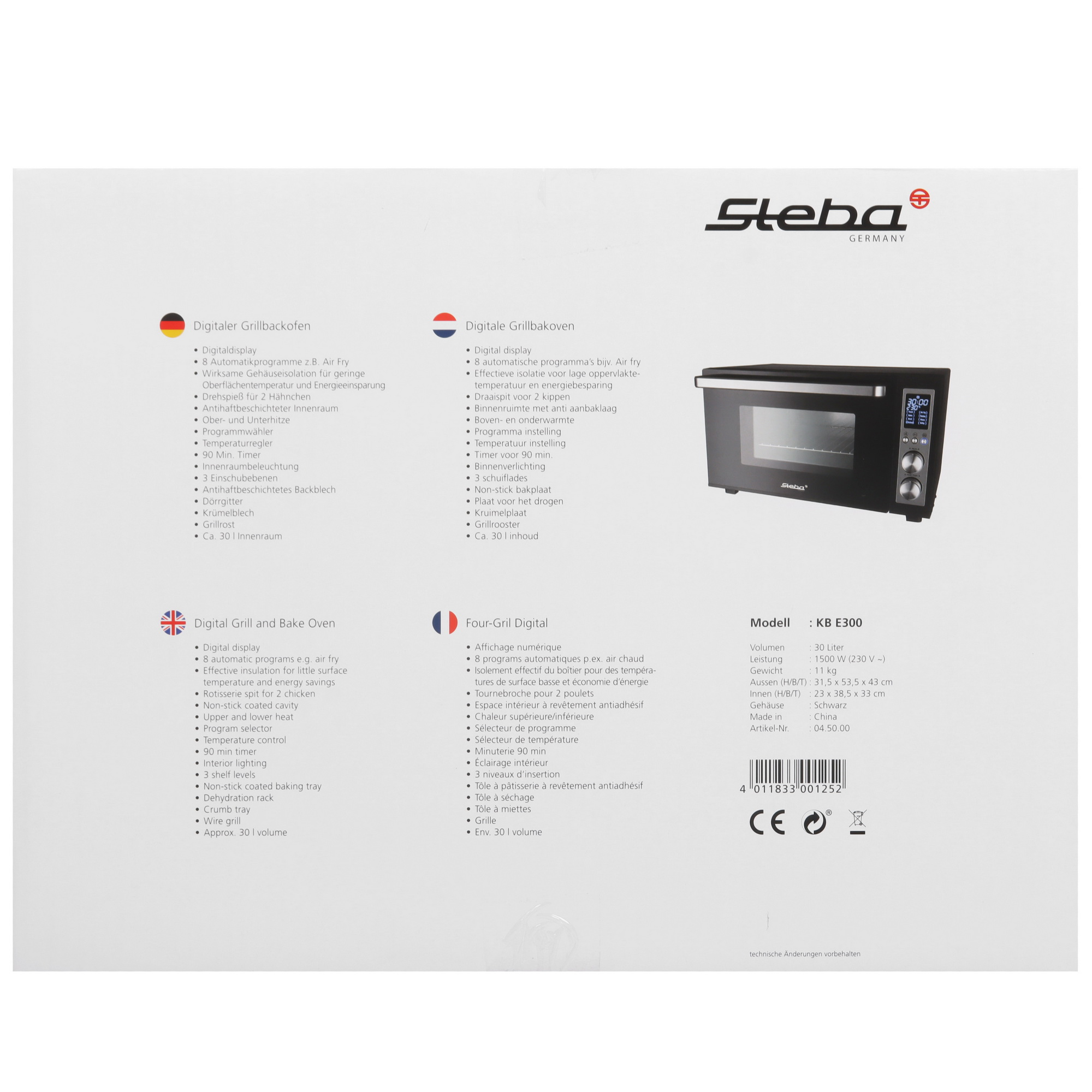 5315251 Мини-печь Steba KB E300 черный STDN-0095158 - Вид №8