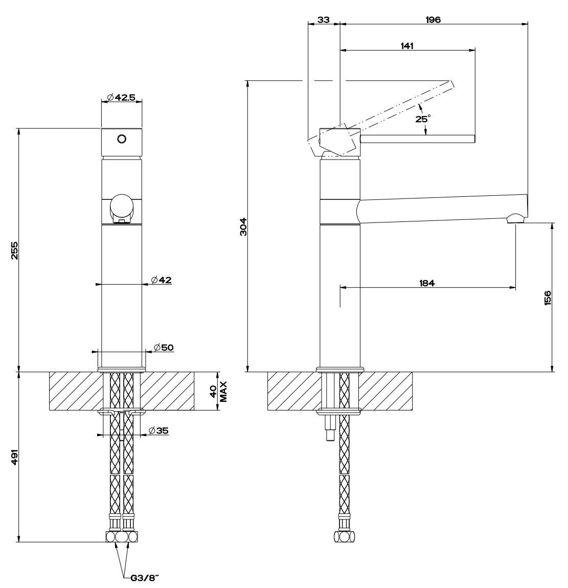 Смеситель для кухни с одной ручкой из латуни Gessi Neutron ARCH-00078913 - Вид №4