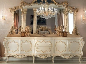 Modenese Gastone Лакированный буфет с распашными дверцами с ящиками Deluxe