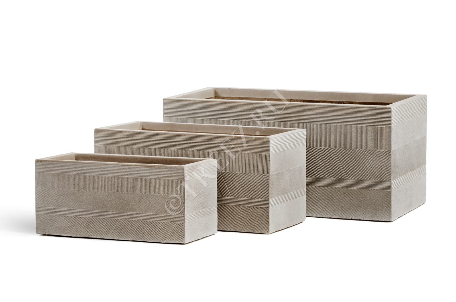 41.1019-0025-LM-60 Кашпо  ERGO - серия Graphics - Низкий прямоугольник - Капучино Цветочная коллекция 