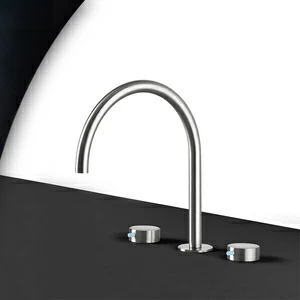 Смеситель для раковины сталь матовая с голубой ручкой Toki Radomonte TKI25SCIL37