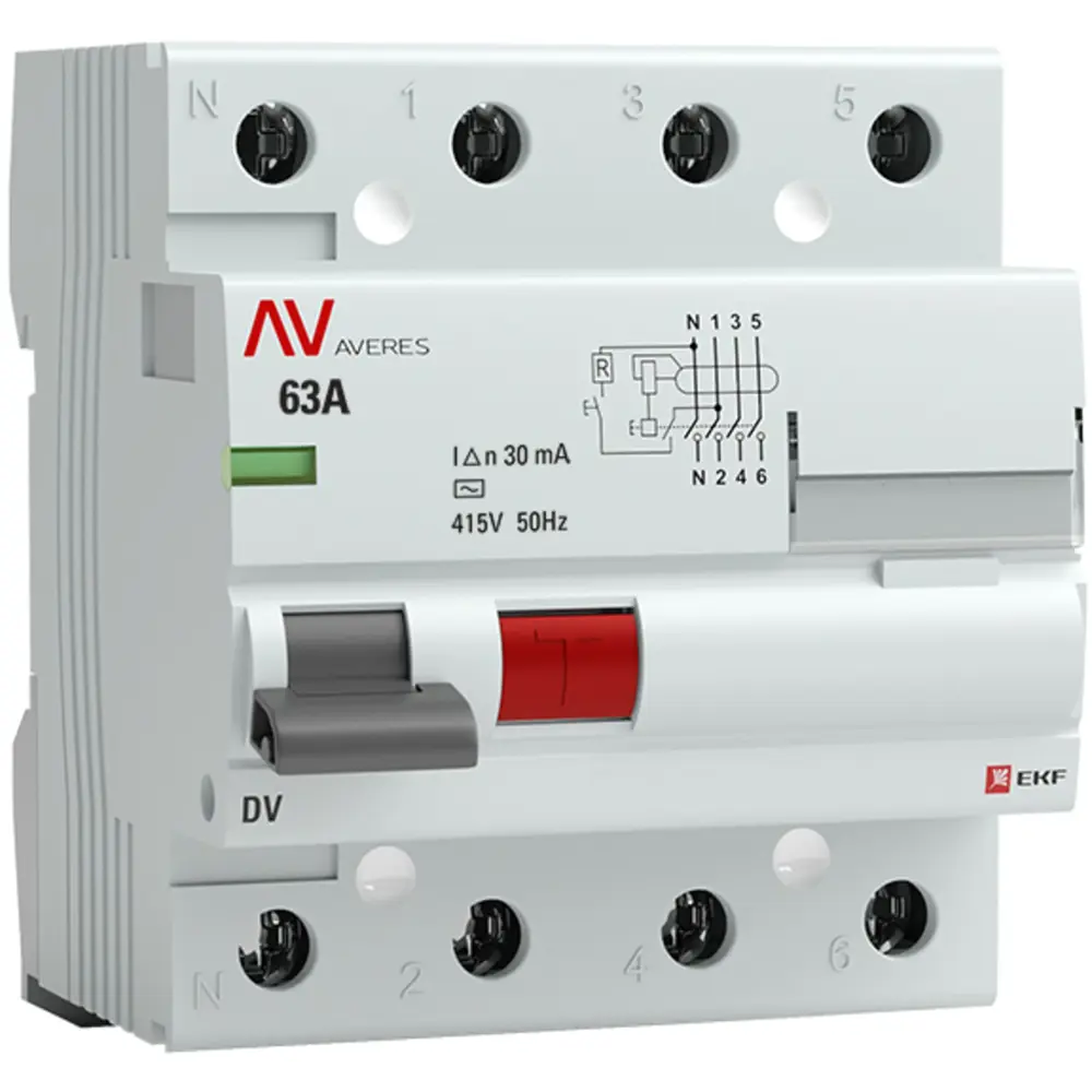 УЗО EKF Averes DV 4P 63А с защитой от токов утечки 84579906 STLM-0052264