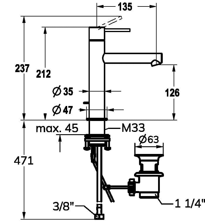 Однорычажный смеситель для раковины KWC ONO E ARCH-00065291 - Вид №7