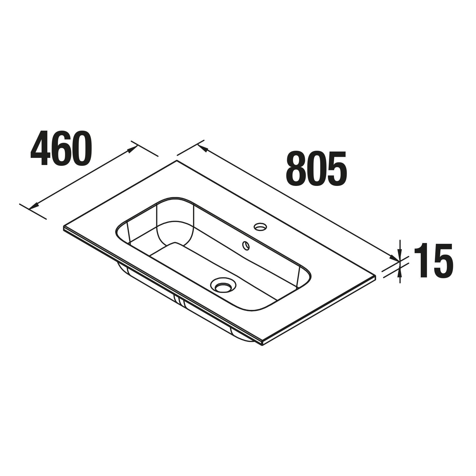 19099 SALGAR Раковина SOFIA 805 MINERALMARMO 805 x 15 x 460 мм - Вид №1