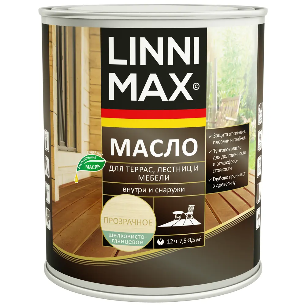 Прозрачное масло LINNIMAX для защиты деревянных поверхностей 0.75 л 89379755 STLM-1335493 - Вид №1
