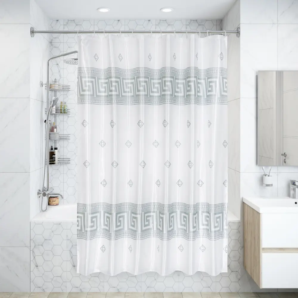 Штора для ванной комнаты 180х180 см цвет белый Santreyd silk STLM-2014079