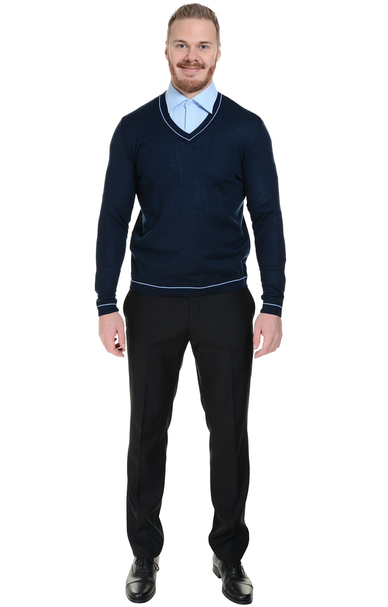 62573 Джемпер мужской темно-синий/голубой  Одежда для охранных структур  размер 52-54 Спецодежда  - Вид №3