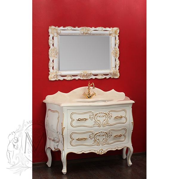 Тумба под раковину MIGLIORE Vittoria ML.VIT-BA115.BI.AG Bianco с декором Argento GM.VIT-BA115.BI.AG - Вид №5