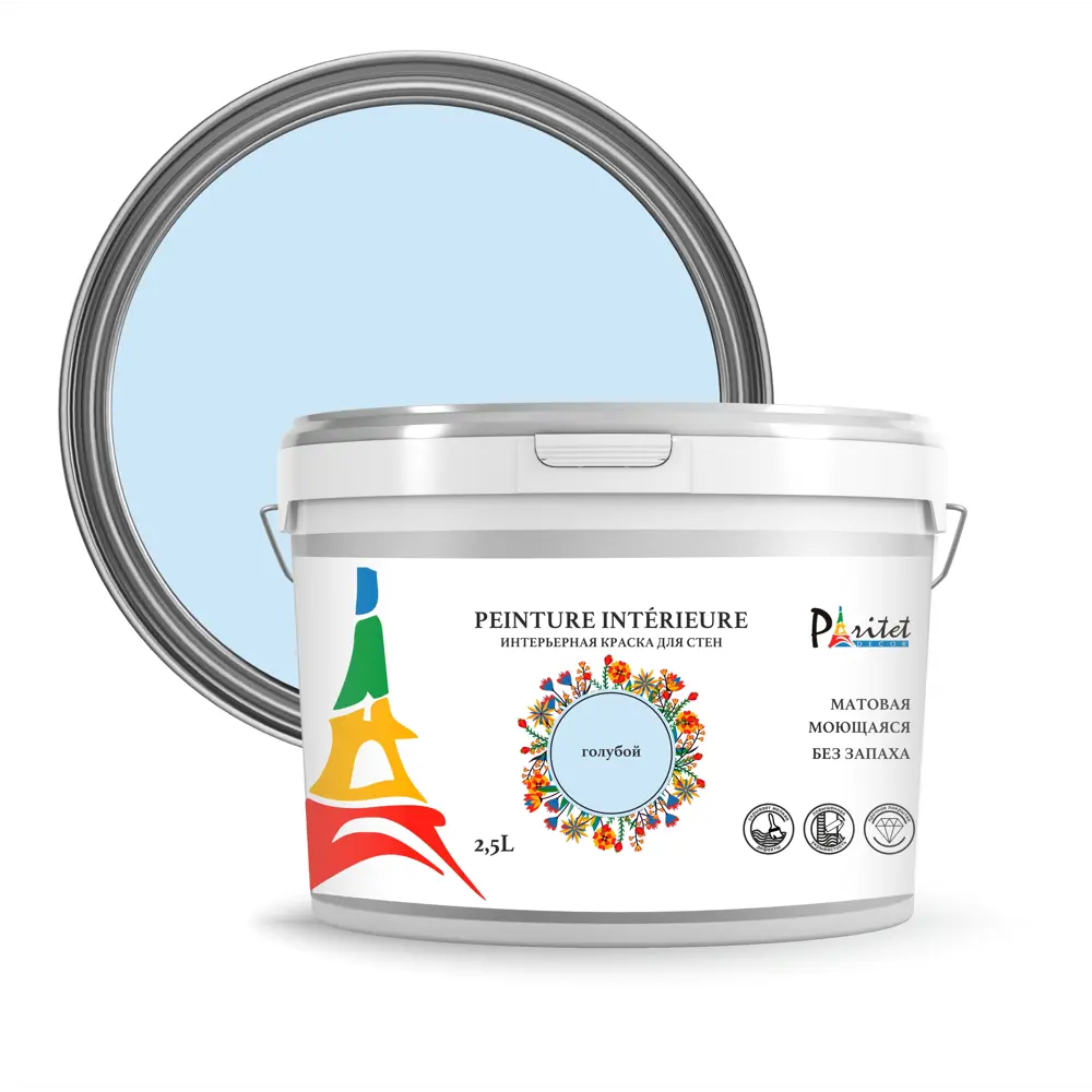 Краска для стен и потолков Paritet матовая цвет голубой 2.5 л STLM-2097882