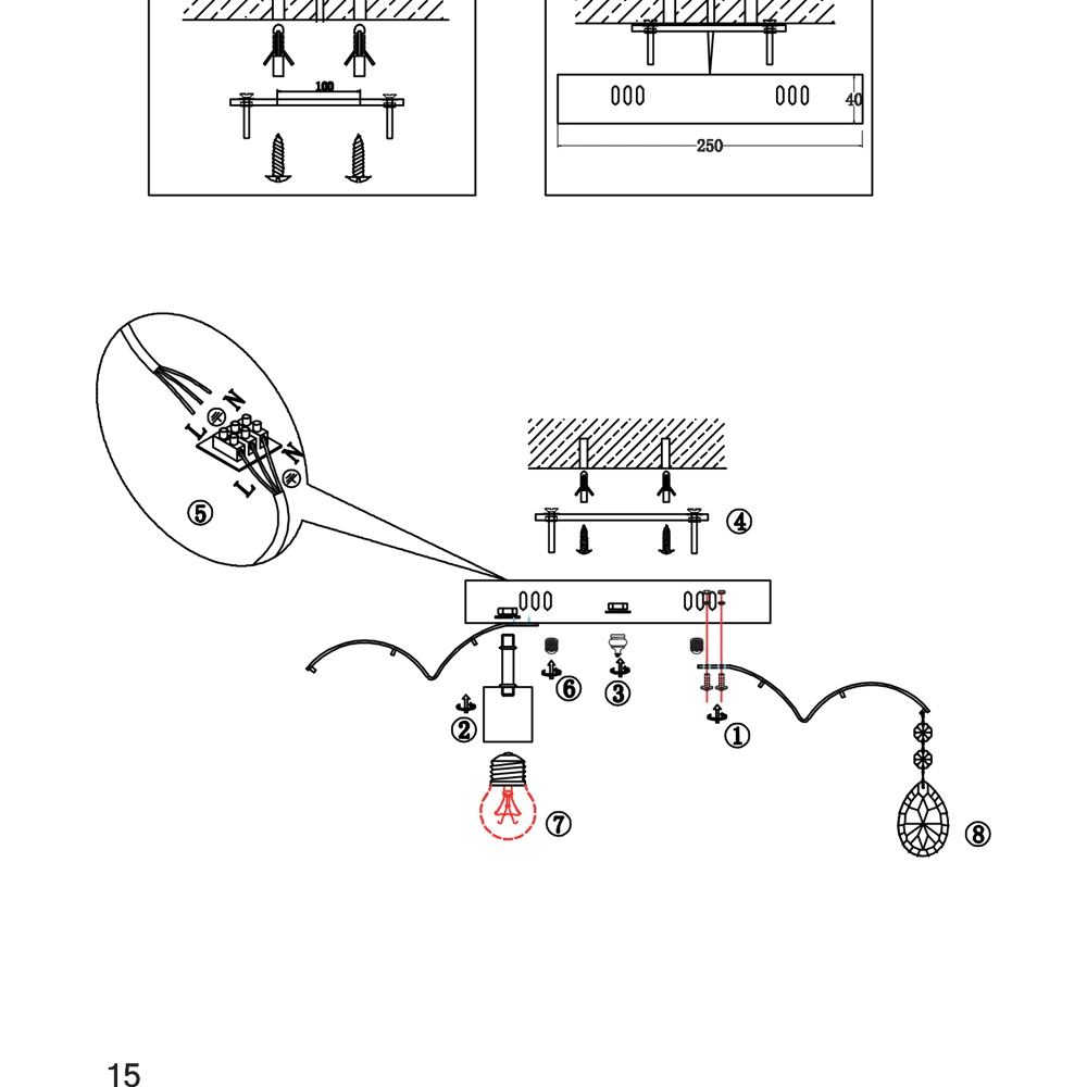 Люстра потолочная хрустальная Escada 1126/6, 6 ламп, 22 м², цвет белый STLM-2126789 - Вид №14