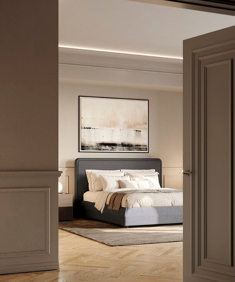 Двуспальная кровать из ткани с мягким изголовьем Febal Casa OPUS ARCH-00102440 - Вид №4