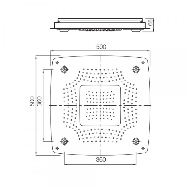 OSA-ABR-70021 Верхняя душевая лейка Rainjoy+ 500х500 мм Artize  Античная бронза  - Вид №1