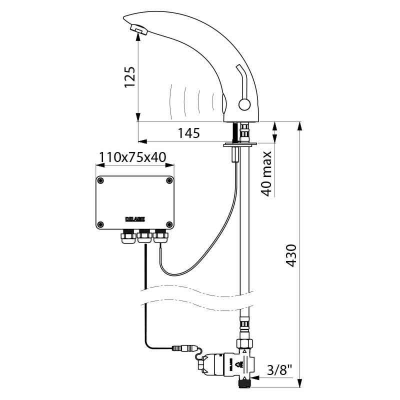 494006LH Сенсорный смеситель TEMPOMATIC MIX 2 DELABIE  - Вид №1