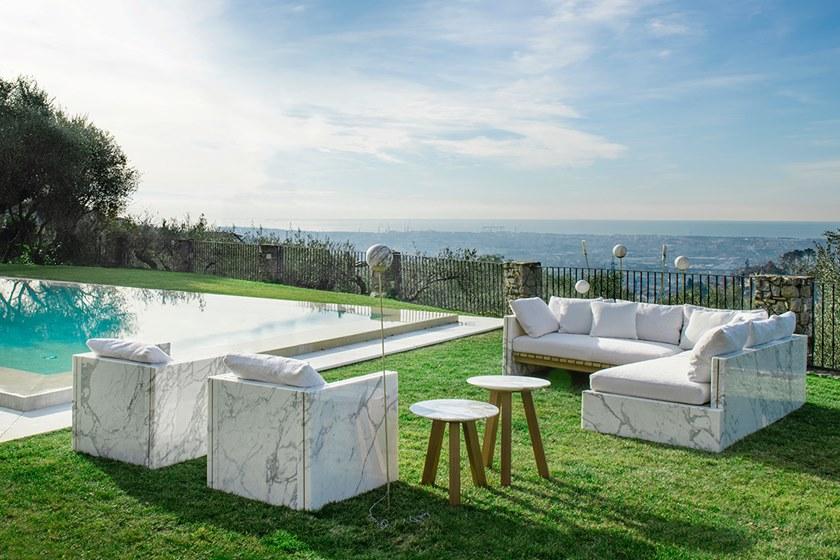 FranchiUmbertoMarmi Круглый журнальный столик из мрамора и дерева Bettogli sun-id-1481652 - Вид №3