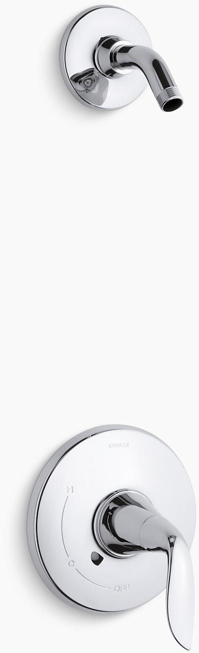 KOHLER Отделка для душевого клапана Refinia Rite-Temp с рычажной ручкой, без насадки для душа K-TLS5320-4-CP  - Вид №1