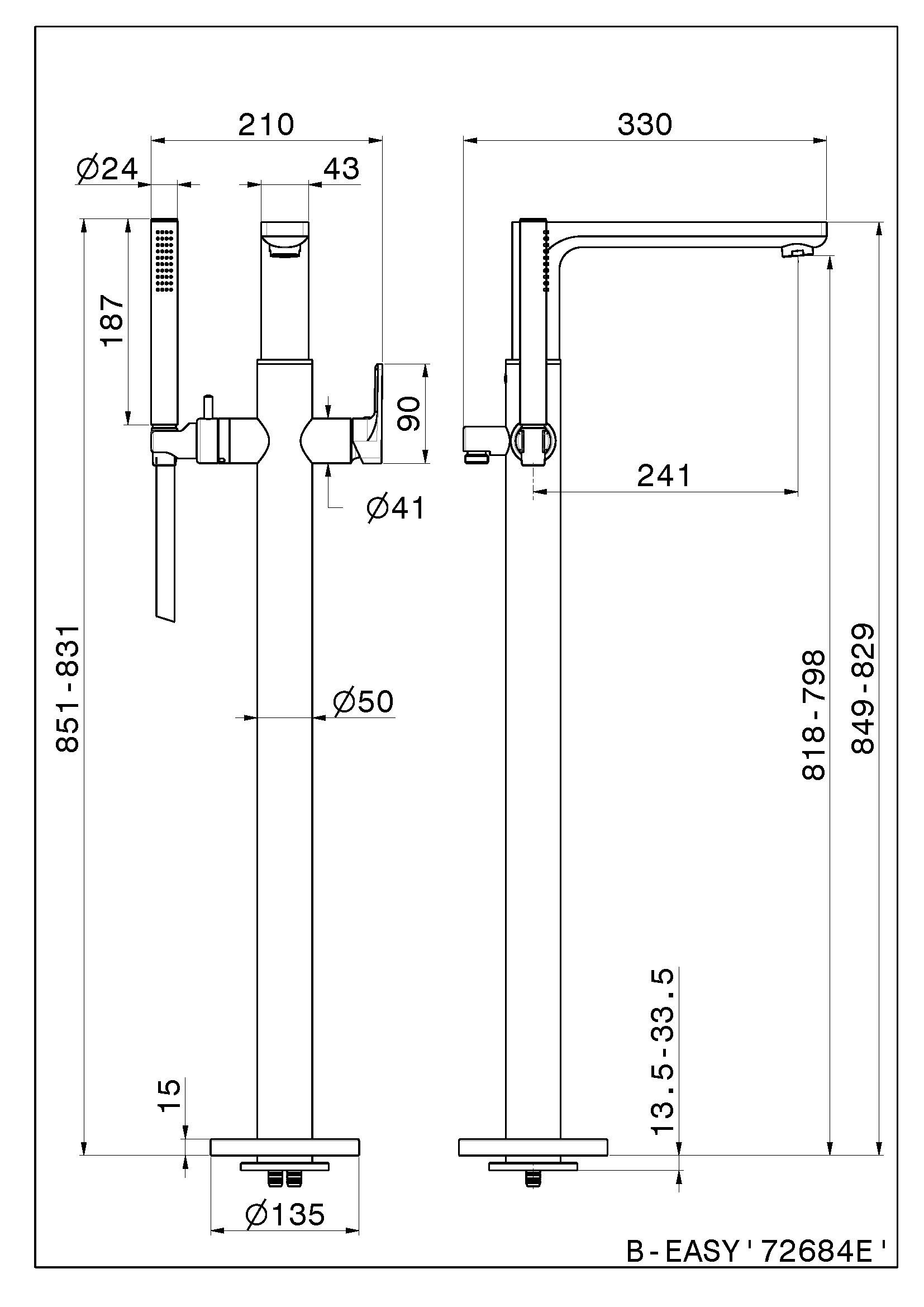 Напольная ванна с ручным душем Newform B-EASY ARCH-00080641 - Вид №2
