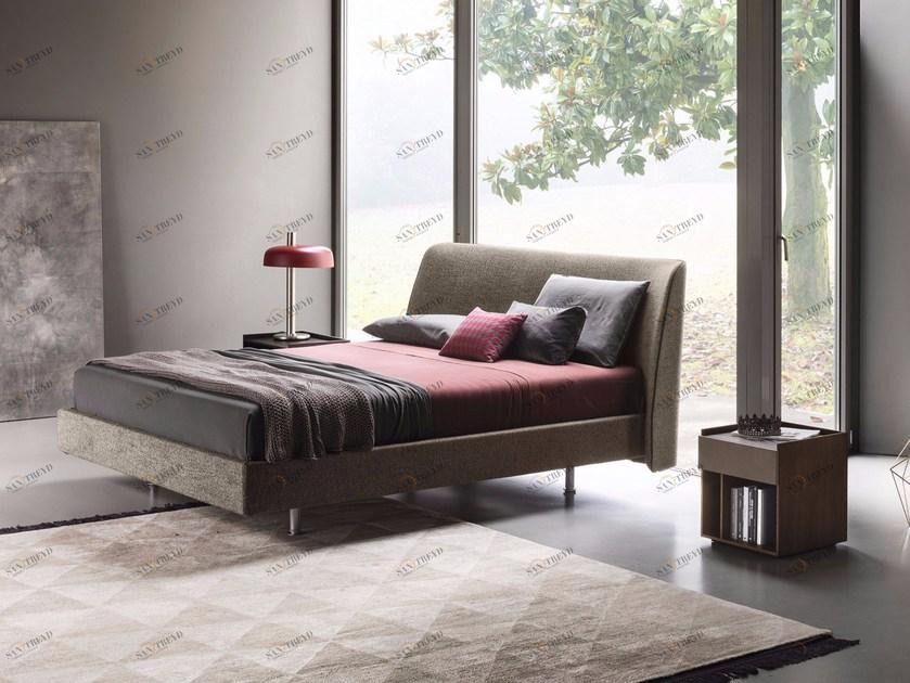 Lema Двуспальная кровать из ткани с мягким изголовьем sun-id-1500474