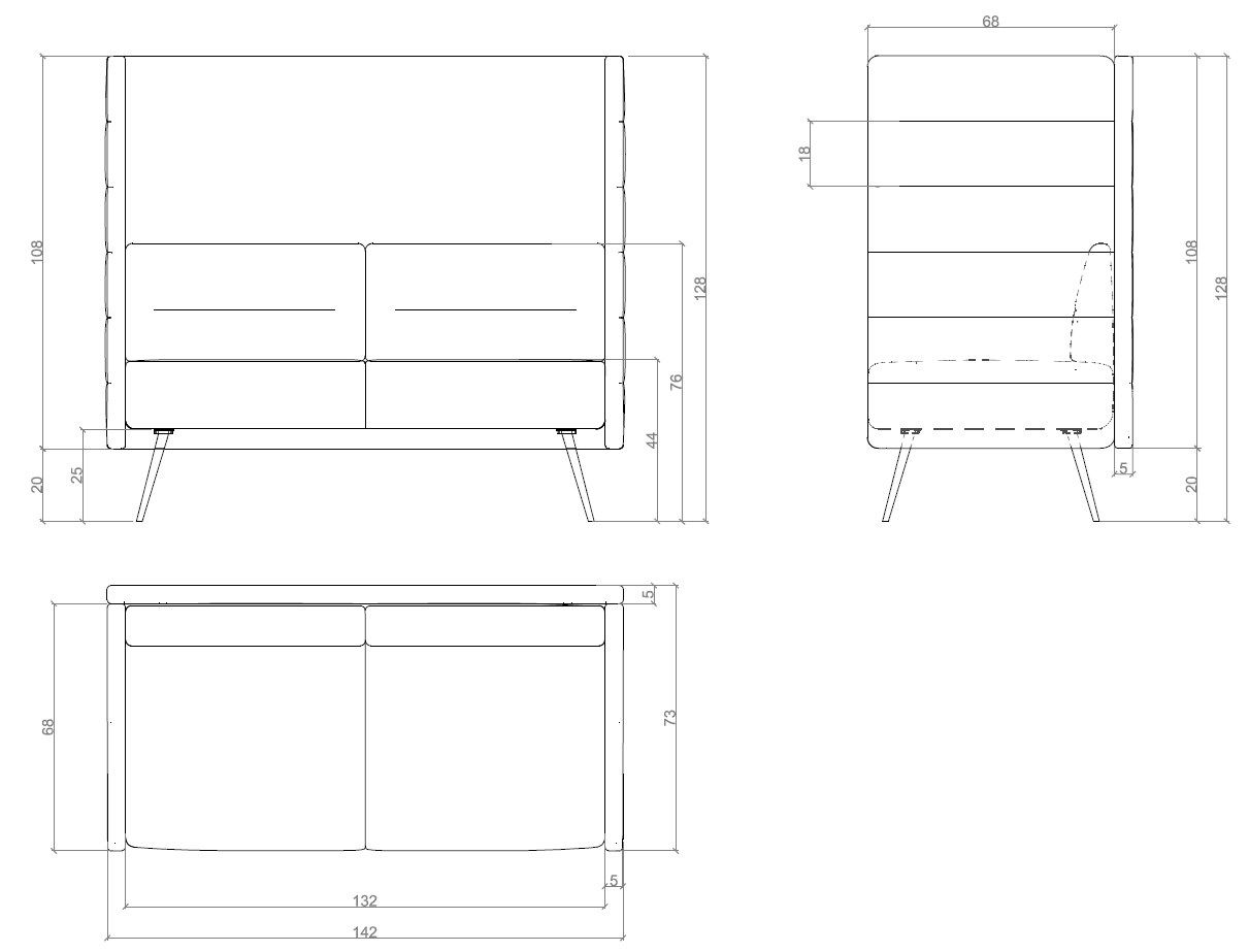 2-местный тканевый диван с высокой спинкой CUF Milano Diva ARCH-00077942 - Вид №4