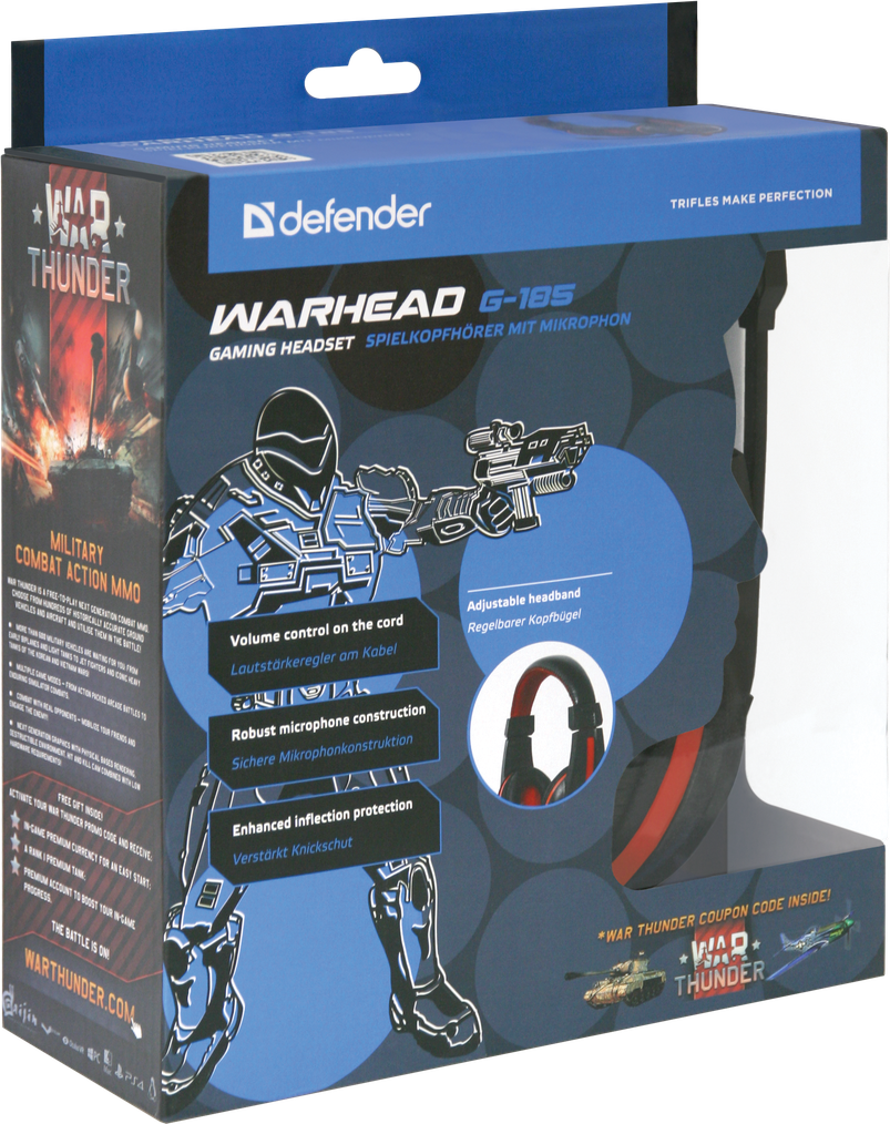 64106 игровая гарнитура warhead g-185 черный + красный, кабель 2 м Defender Santreyd  - Вид №4