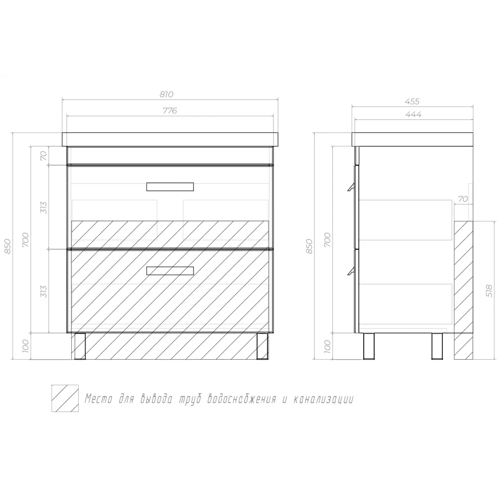 Тумба в ванную Vigo Hilton 80x80 см ДСП цвет графит STLM-2073432 - Вид №8