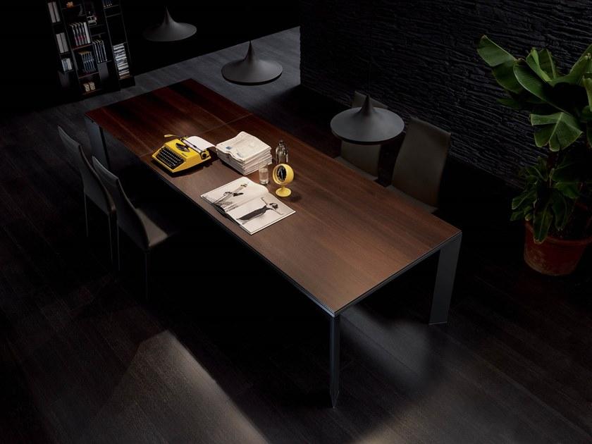 Ozzio Italia Раздвижной обеденный стол из алюминия и дерева  T205  - Вид №1