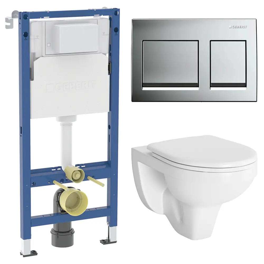 Комплект инсталляции Geberit Alpha с ободковым унитазом Damixa Jupiter клавиша Geberit Alpha хром STLM-2009933