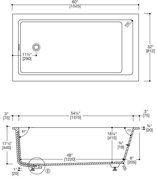 Blu Bathworks® Прямоугольная ванна синего цвета ∙ stone ™ Metrix Bt0110l/bt0110r - Вид №2