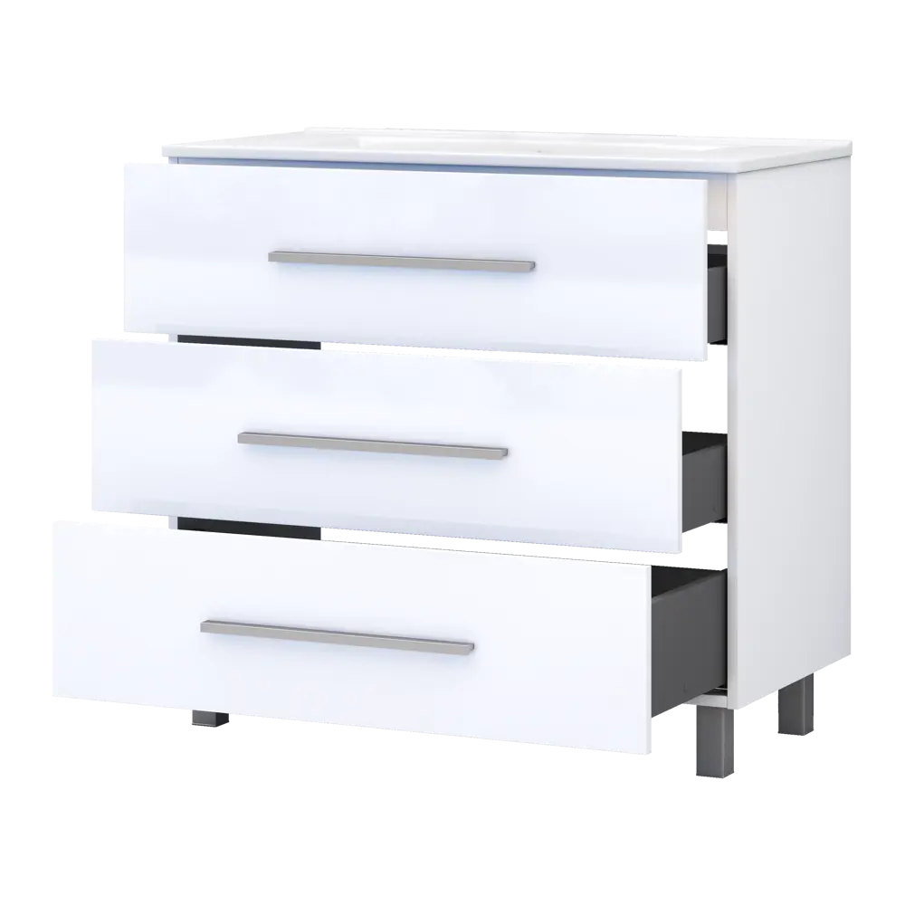 Тумба под раковину напольная Vigo Yuma 90 см цвет белый STLM-2148943 - Вид №2