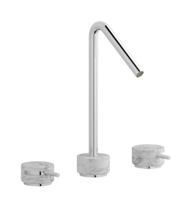 Смеситель для раковины на 3 отверстия с высоким изливом в комплекте с донным клапаном. WE ARE IB mr390cc_1 Chrome Marmo