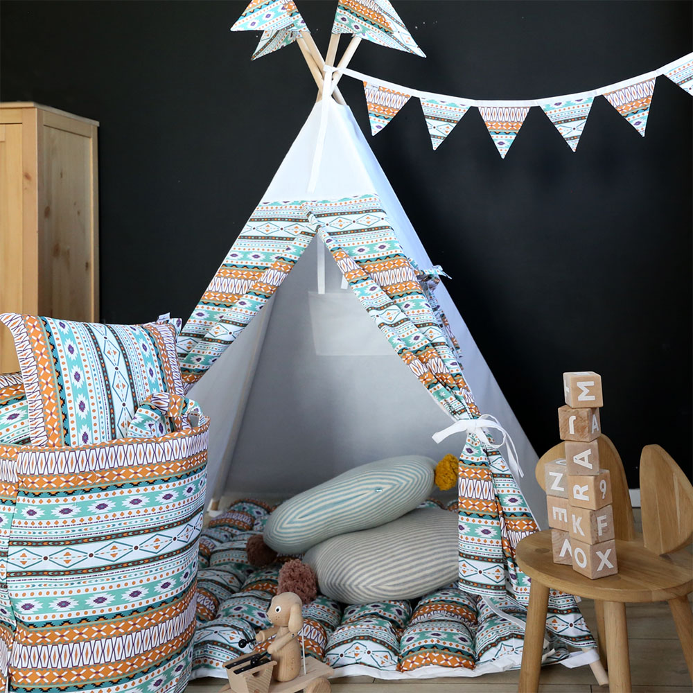 Вигвам Aztec с окном,карманом и флажками VAMVIGVAM AZTEC 281919 Оранжевый;голубой Santreyd - Вид №3