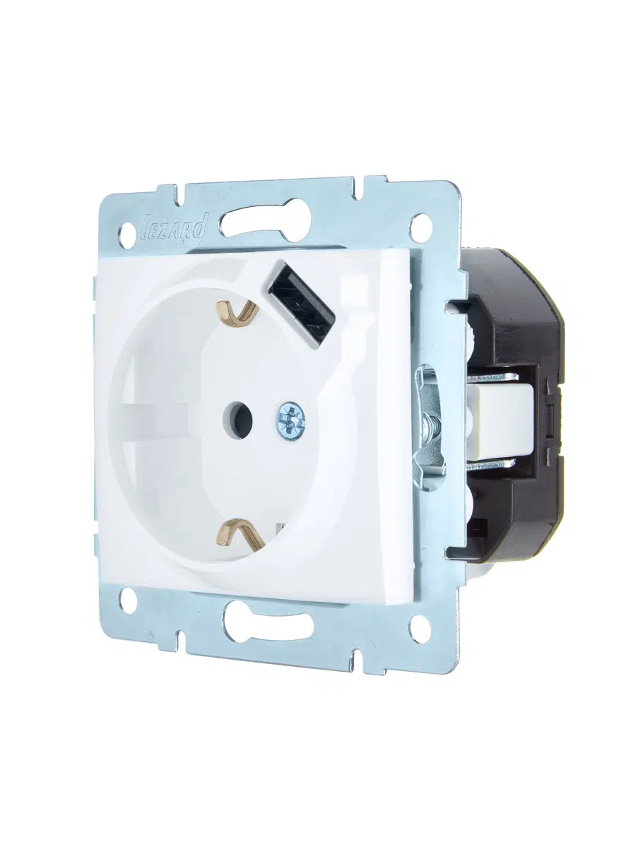 ASTI Розетка с/з + USB разъём белая механизм LEZARD 7081-0288-181 - Вид №3