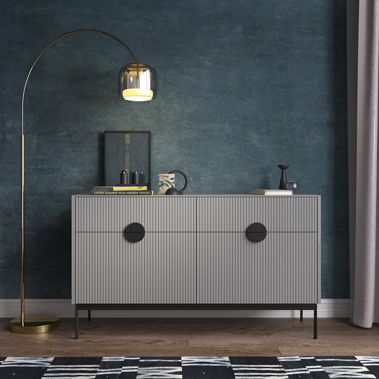 Комод с ящиками и дверцами светло-серый Uno BRAGIN DESIGN LIVING 00-3974659 Серый - Вид №1