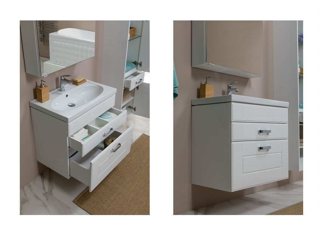 Тумба под раковину Aquanet Рондо 70 белый (2 ящика) sun-id-270639 - Вид №8