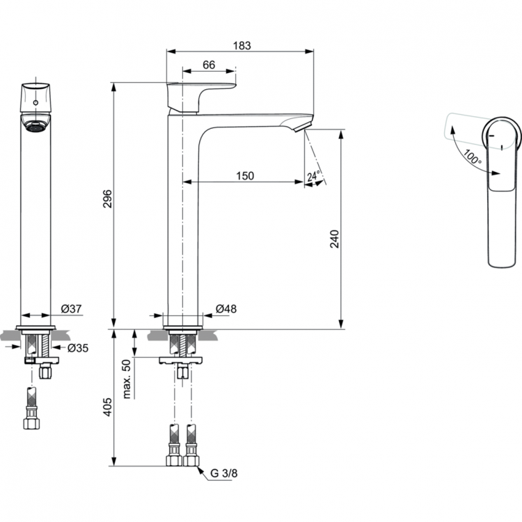 A7028AA Смеситель для раковины Ideal Standard CONNECT AIR - Вид №6