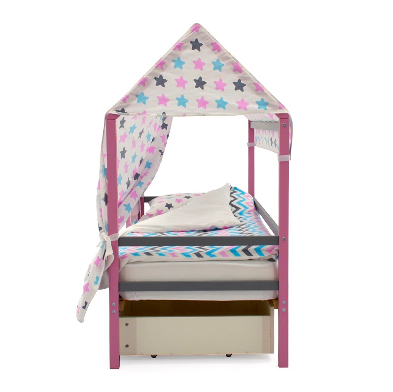 Крыша для кровати-домика текстильная Svogen звезды, графит, лаванда, бирюза БЕЛЬМАРКО  00-3833086 Розовый Santreyd  - Вид №2