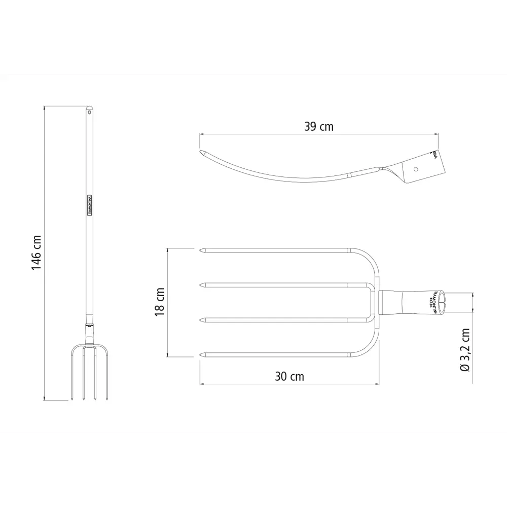 Вилы Tramontina 4 зубца 120 см сталь с черенком STLM-2111116 - Вид №3