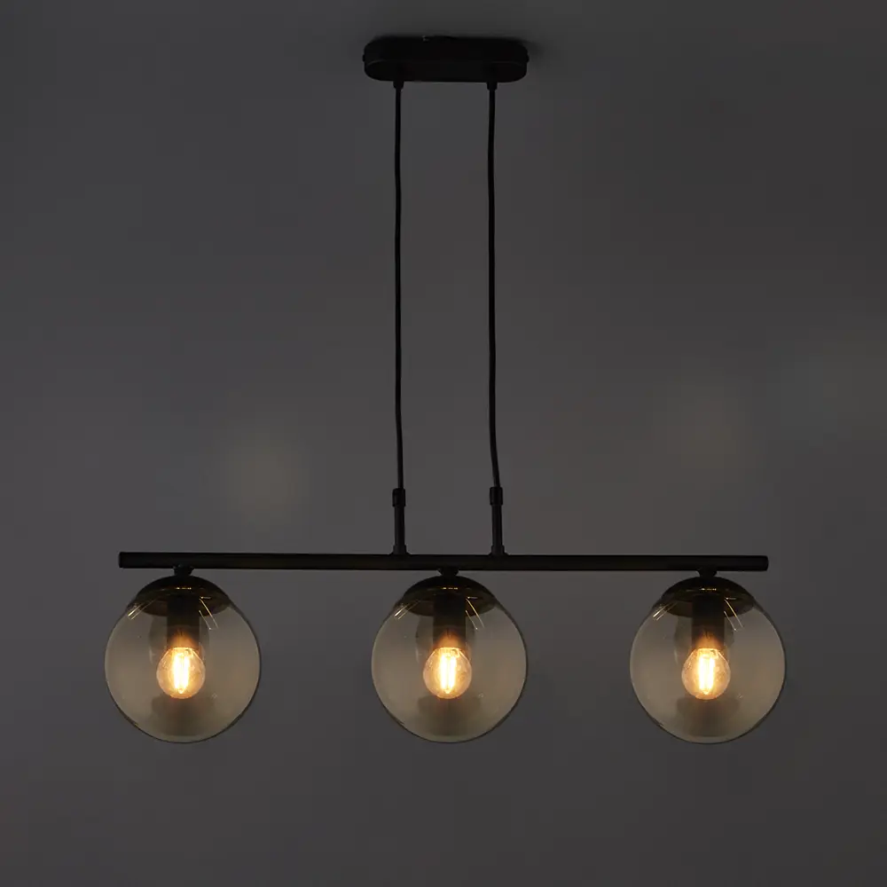 Подвесной светильник Vitaluce Евгения 3 лампы 9м² Е14 цвет черный матовый STLM-2122992