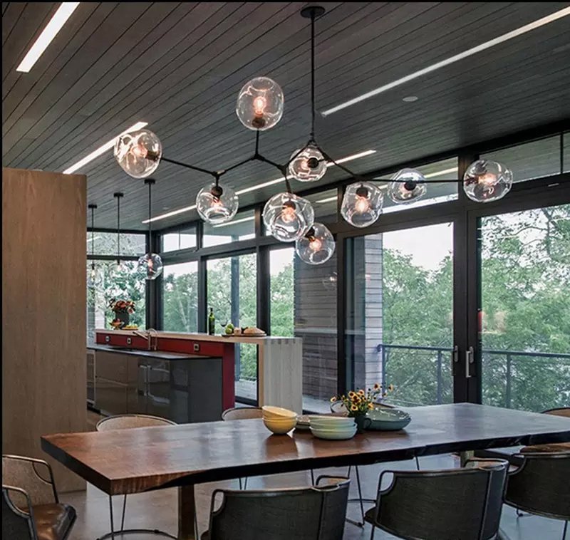 Светильник подвесной на 8 ламп 42х168 см дымчатый Bubble KG0579P-8 brass DELIGHT COLLECTION ДИЗАЙНЕРСКИЕ 00-3883063 Прозрачный;серый  - Вид №2