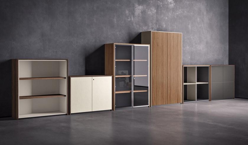 Sinetica Низкий офисный ящик для хранения в коже с распашными дверцами с замком Executive cabinets sun-id-1421736 - Вид №1