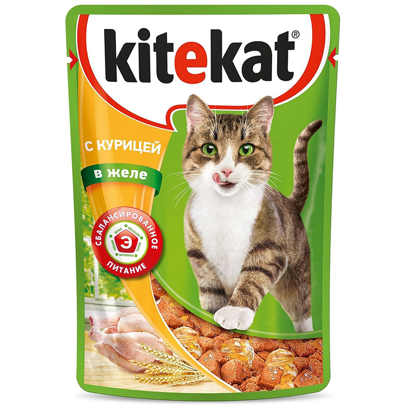 ПР0037574 Корм для кошек курица в желе конс. пауч 85г Kitekat 