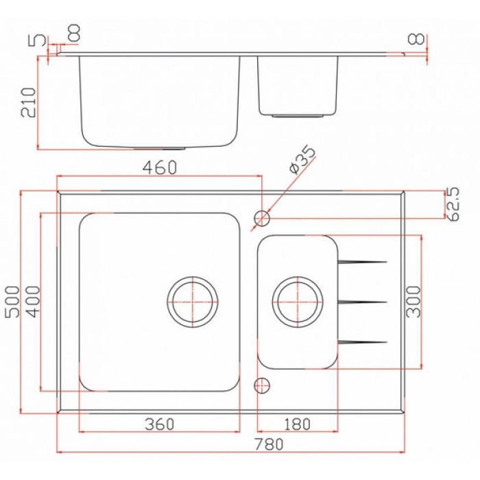 Zorg GL 5078-2 Black Мойка кухонная прямоугольная Zorg  - Вид №2