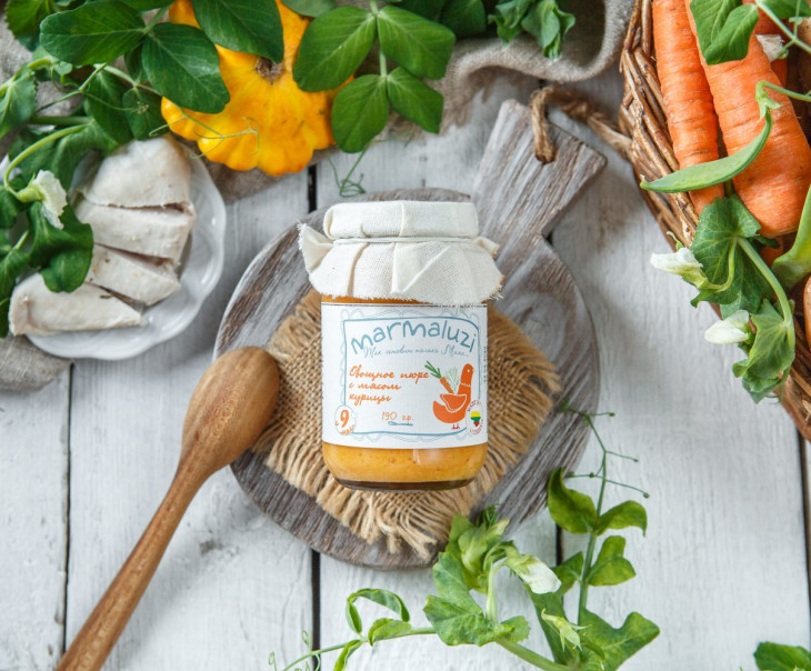 5213 Пюре овощное с курицей с 9-ти месяцев Вкусляндия 