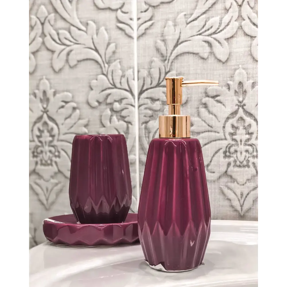 Стакан для зубныx щеток Purple керамика фуксия PROFFI HOME STLM-2117557 - Вид №3