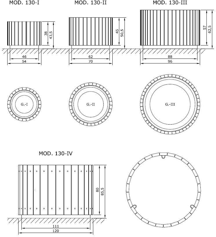 Euroform W Круглые кадки из дерева для общественных мест  130, 140, 160  - Вид №2