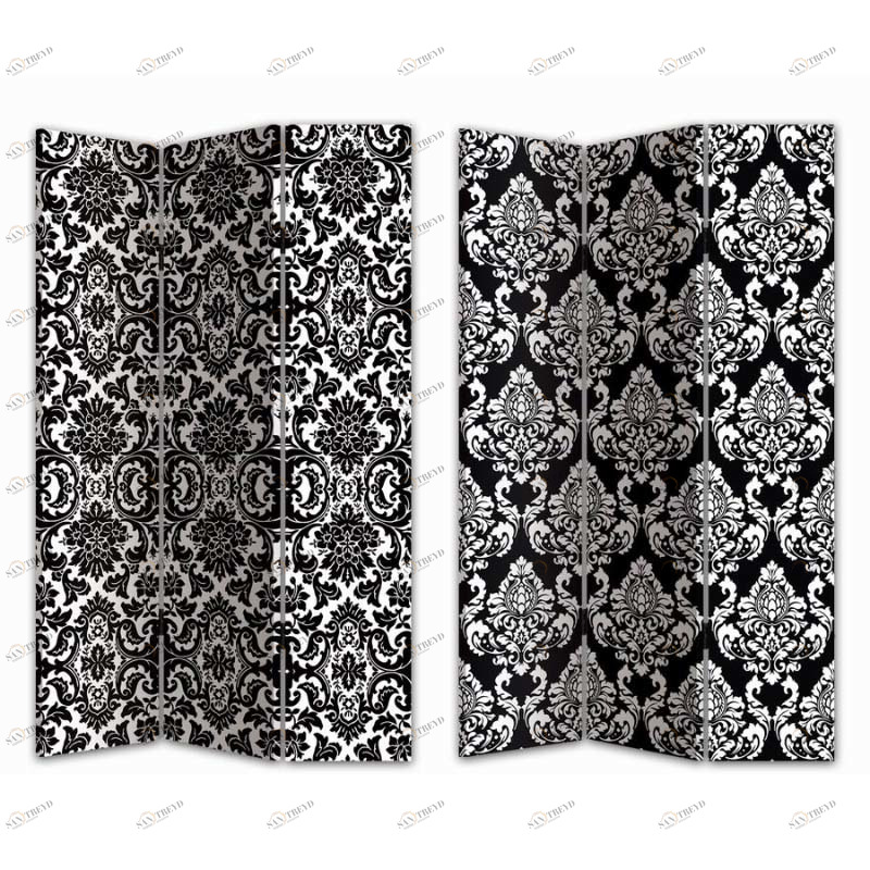 Ширма 180х120 см черно-белая TO4ROOMS  00-3838827 Белый;черный 