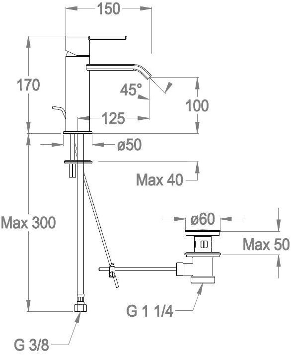 Fir Italia Смеситель для умывальника, однорычажный, из хромированной латуни Sweet 46 4611211 - Вид №1
